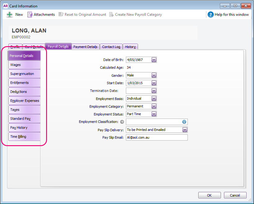 Enter employee payroll information MYOB AccountRight MYOB Help Centre